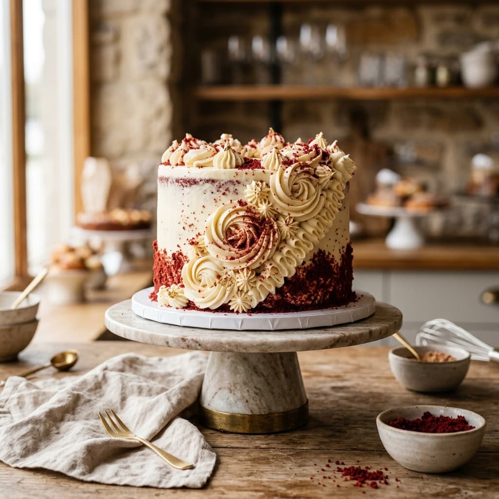 Classic Red Velvet Cream Cheese Frosted Cake — 100% eggless cake by Nova Cakes, Halifax & Dartmouth