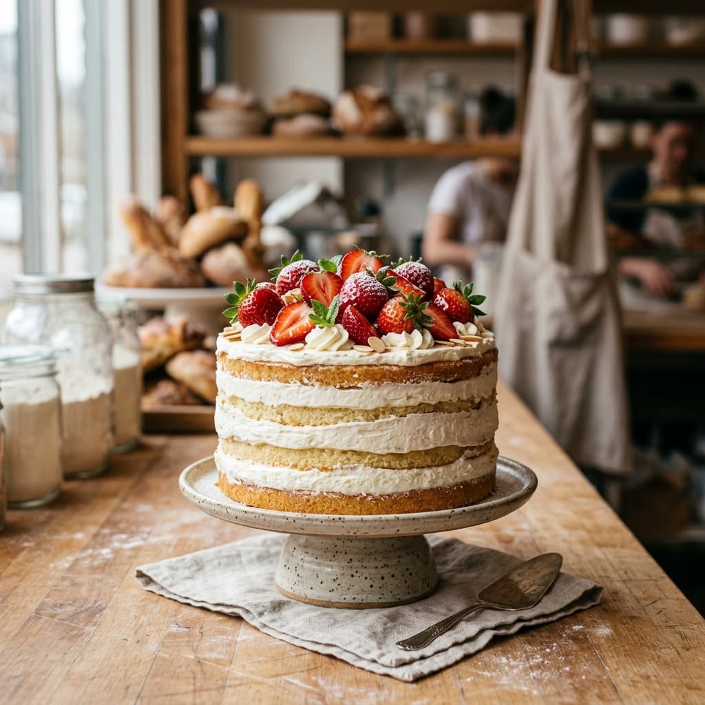 Fresh Strawberry & Whipped Vanilla Cream Cake — 100% eggless cake by Nova Cakes, Halifax & Dartmouth